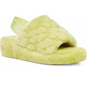 UGG Fluff Yeah Poppy Slide Platform SLIPPERS Size 7 38 Pollen Lime Yellow NEW